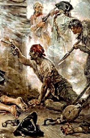 Wounded Men in Battle